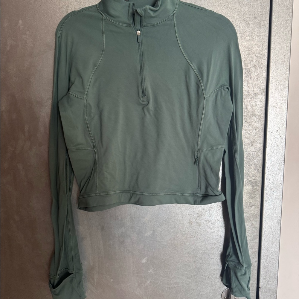 Women's Long Sleeve Half-Zip Performance Top - Olive Green